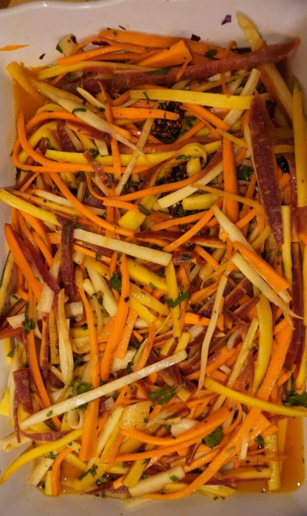 Shredded carrot and apple slaw with pistachio
