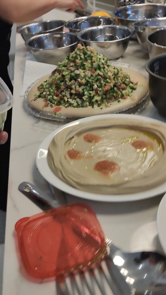 Hummus platters served with warm sliced flatbread